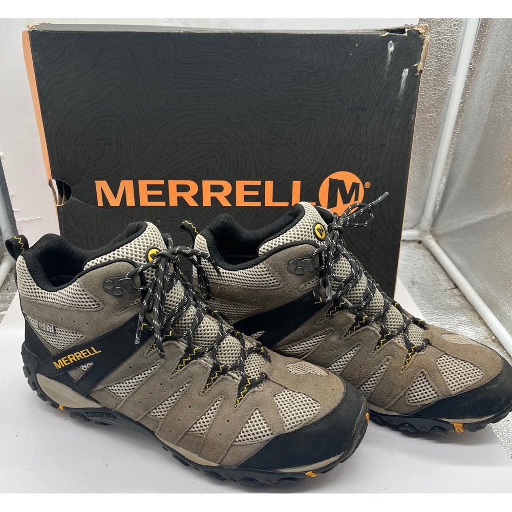 Merrell Alverstone Mid Waterproof Hiking Boots Mens 14 Brown Black J50829